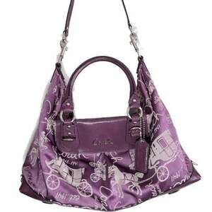 Coach Ashley Purple Horse Carriage Satchel F15653